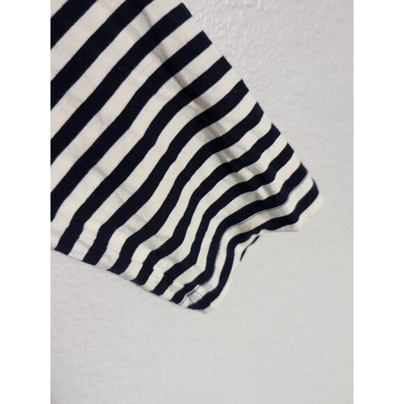 St John Blouse Top Women Large White Blue Striped Viscose - Picture 4 of 7